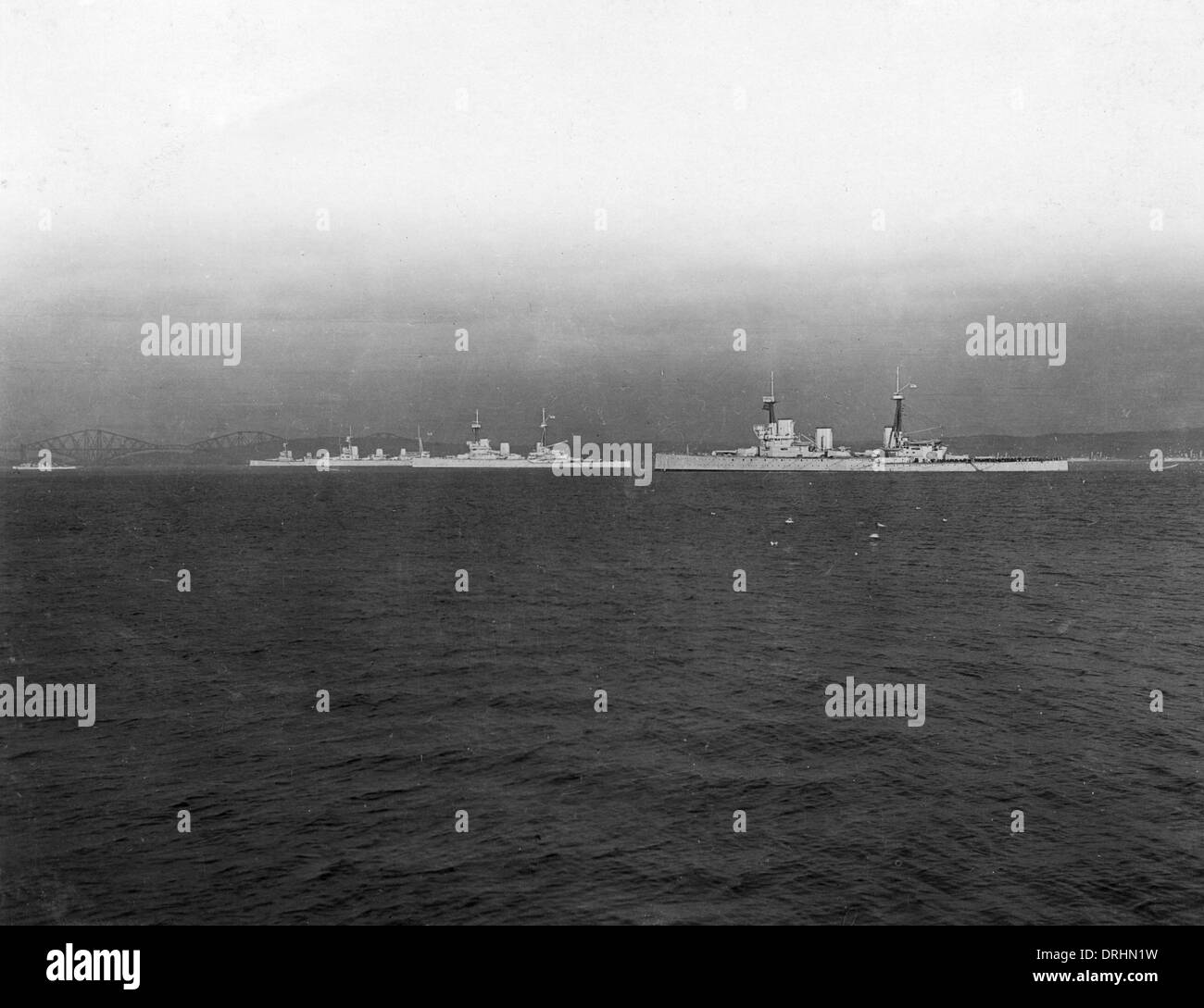 Quattro battlecruisers alleate in mare, WW1 Foto Stock