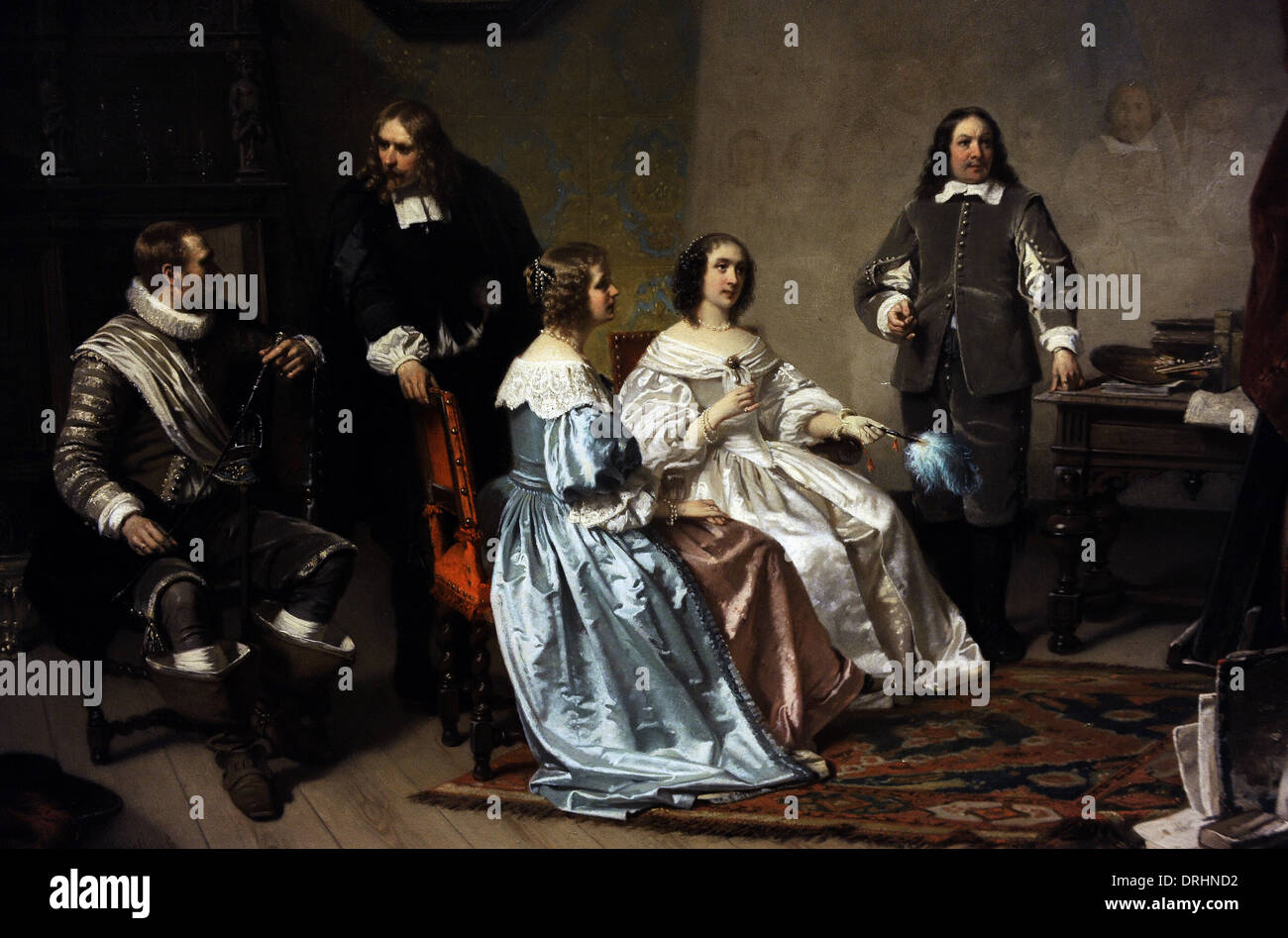 H. Jacobus Scholten (1824-1907). Pittore olandese. La Principessa di Orange visitando il seminario di Bartholomeus van der Helst. Foto Stock