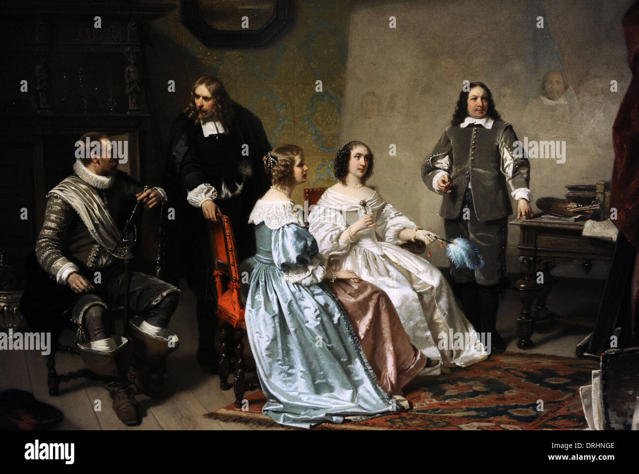 H. Jacobus Scholten (1824-1907). Pittore olandese. La Principessa di Orange visitando il seminario di Bartholomeus van der Helst. Foto Stock