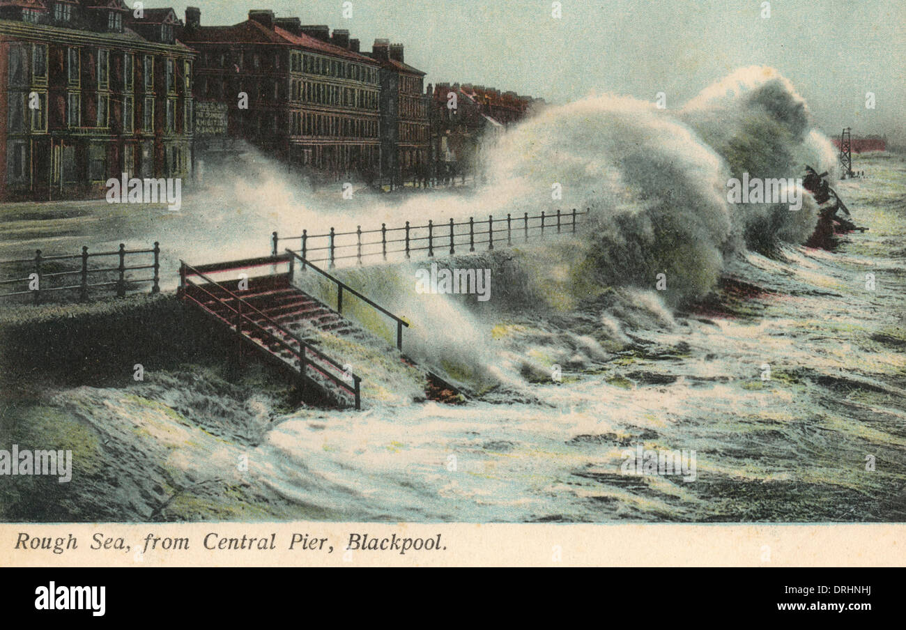 Mare mosso - Blackpool Lancashire Foto Stock