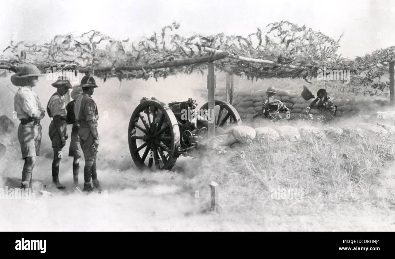 Batteria britannico in azione, Samarra, WW1 Foto Stock