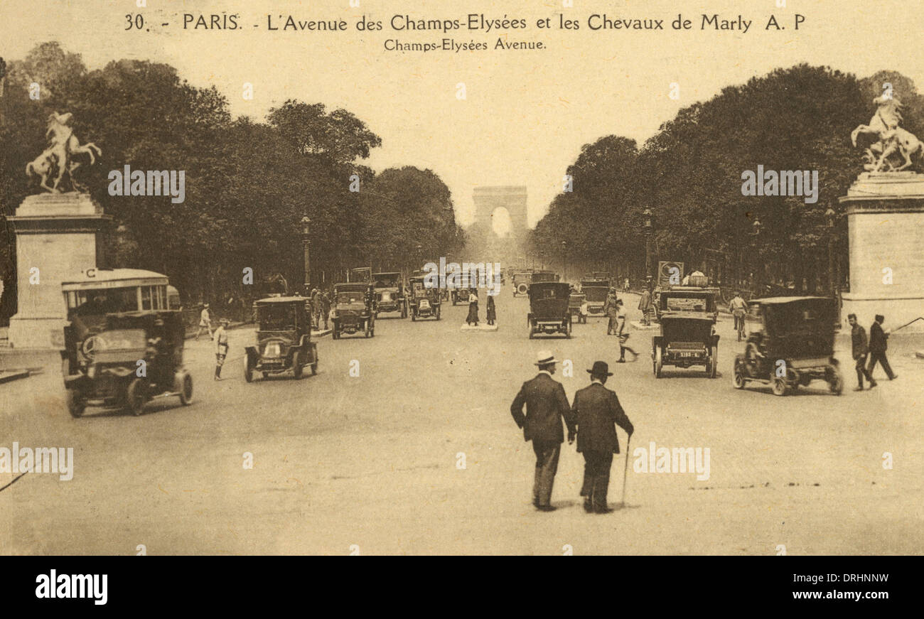 Parigi - L'Avenue des Champs Elysses - Les Chevaux de Marly Foto Stock