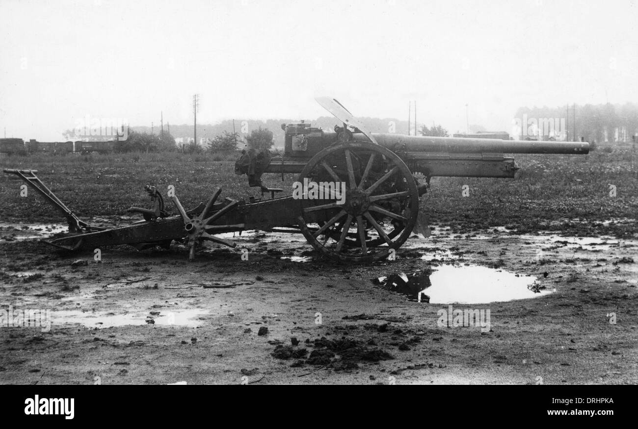 Il tedesco 10cm Kanone campo di pistola, WW1 Foto Stock