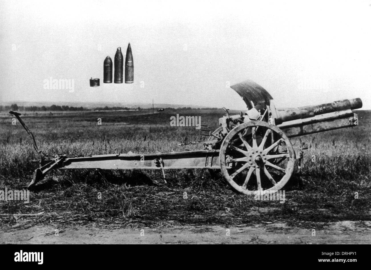 Il tedesco 15cm modello 13 obice pesante, WW1 Foto Stock