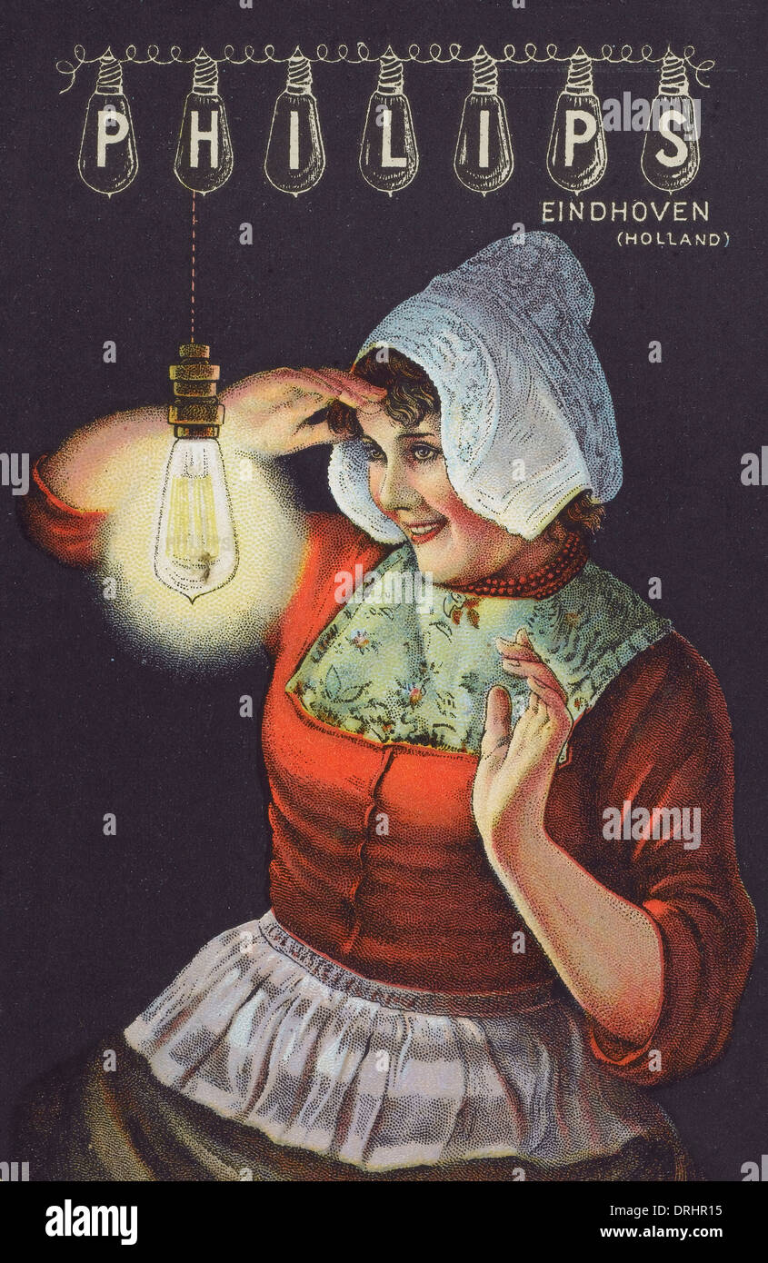 Cartolina pubblicitaria per lampadine Philips Foto Stock