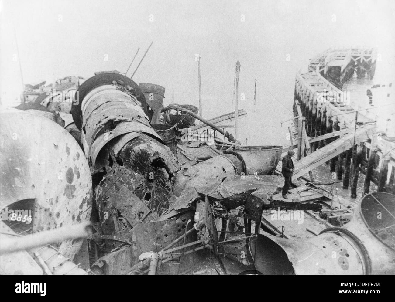 Relitto di HMS vendicativo, porto di Ostenda, Belgio, WW1 Foto Stock