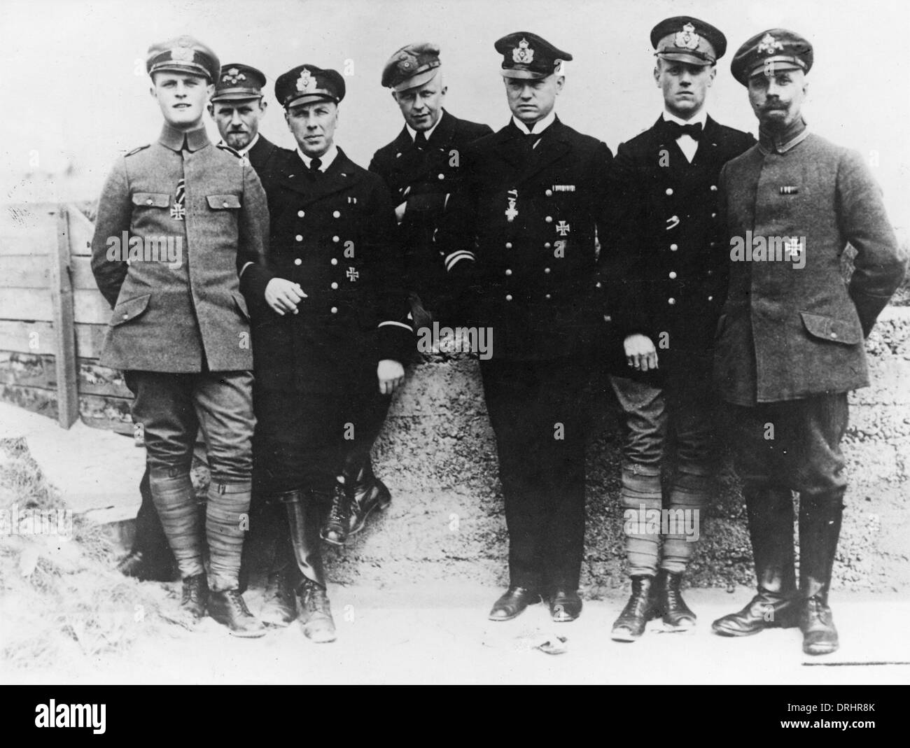 Ufficiali tedeschi che hanno difeso Zeebrugge, Belgio, WW1 Foto Stock