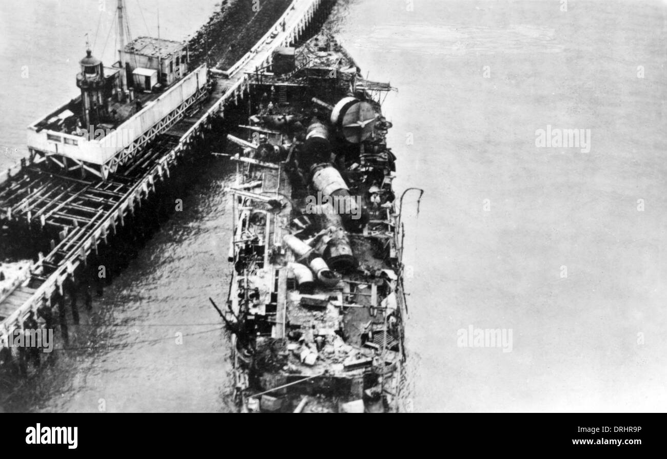 Relitto di HMS vendicativo, porto di Ostenda, Belgio, WW1 Foto Stock