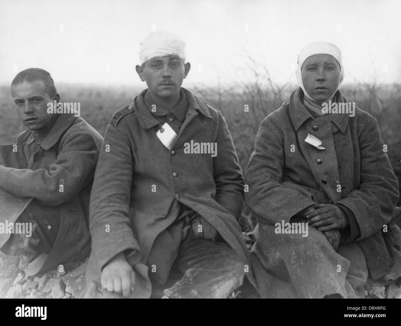Tre prigionieri di guerra tedeschi, WW1 Foto Stock