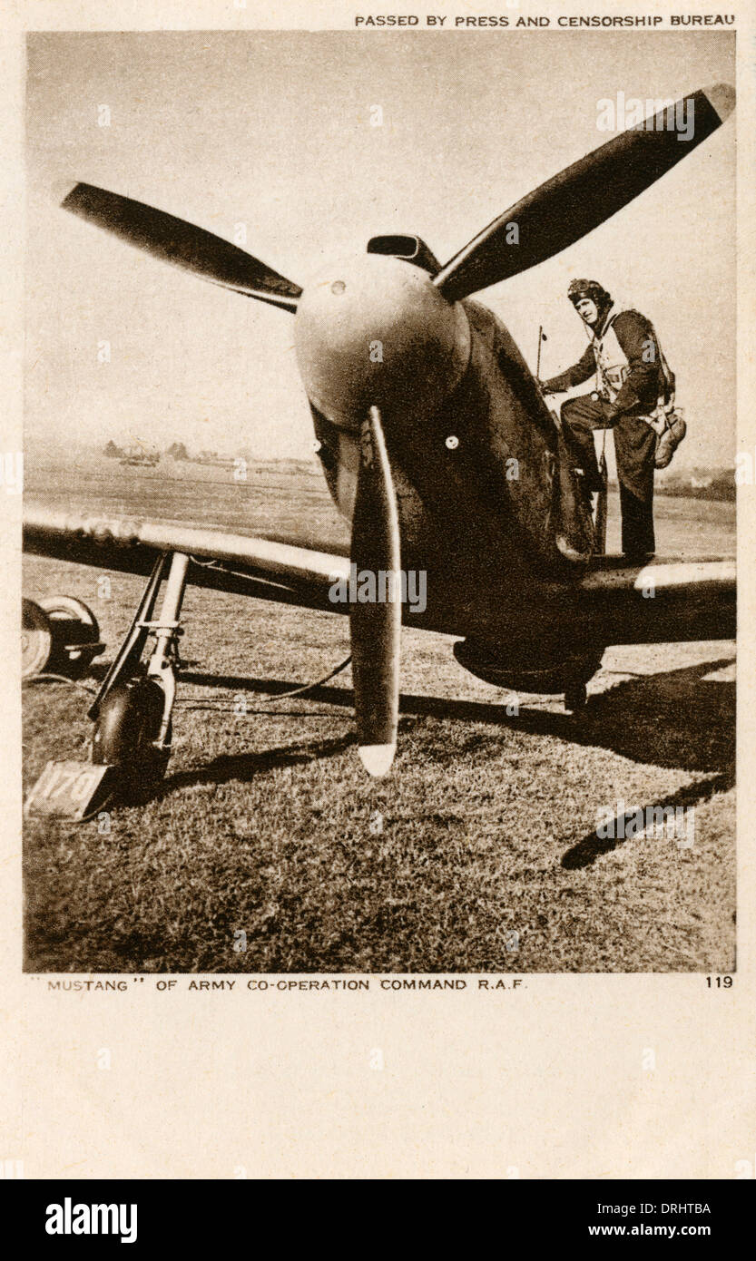 RAF North American Mustang fighter Aircraft - WW2 Foto Stock