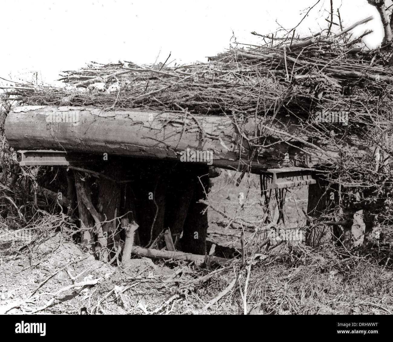 Pistola tedesca emplacement a Combles, fronte occidentale, WW1 Foto Stock