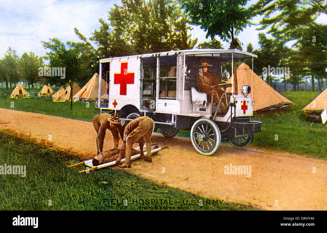 US Army ospedale da campo e inizio ambulanza - la prima guerra mondiale Foto Stock