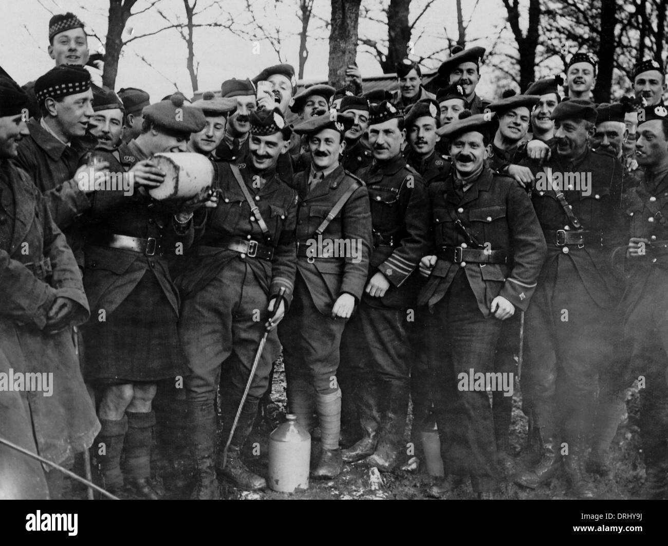 Scottish ufficiali il giorno di Capodanno, fronte occidentale, WW1 Foto Stock