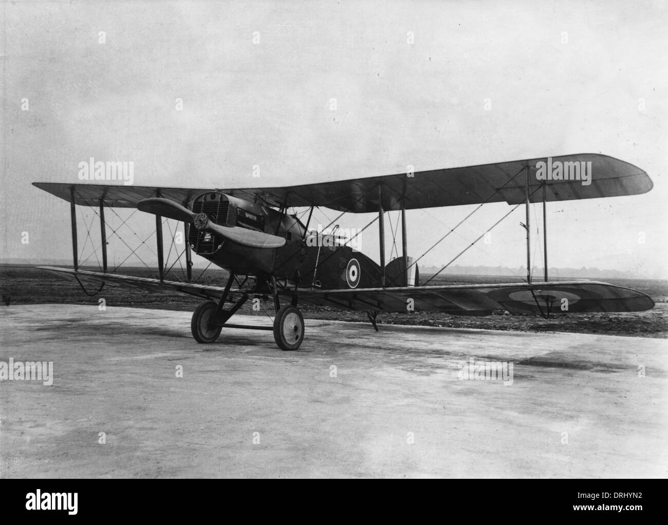 Bristol F2B fighter biplano su un campo di aviazione, WW1 Foto Stock