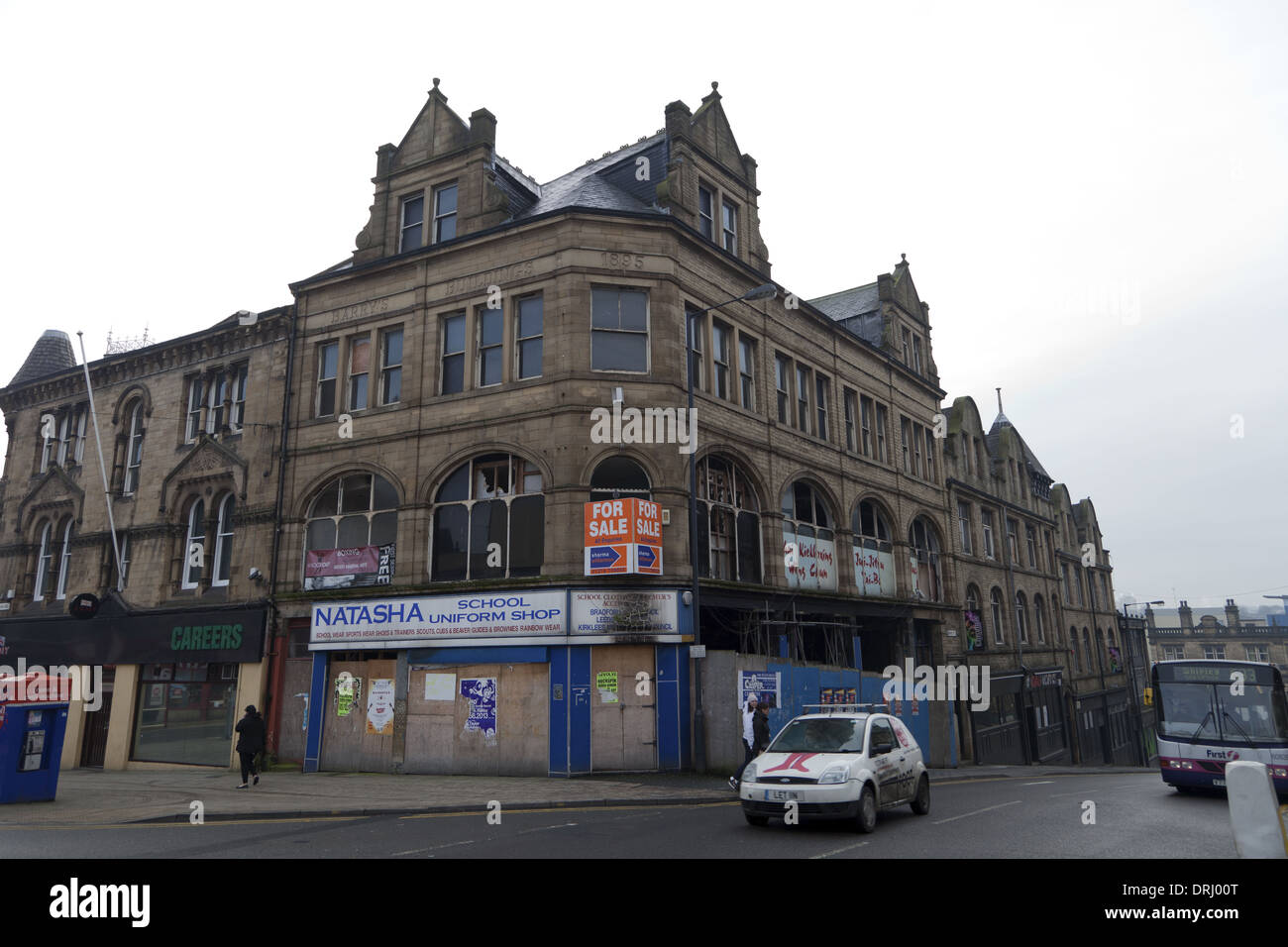 Bradford, West Yorkshire, Inghilterra, bruciata a Barry edifici 1895, Barry Street Foto Stock