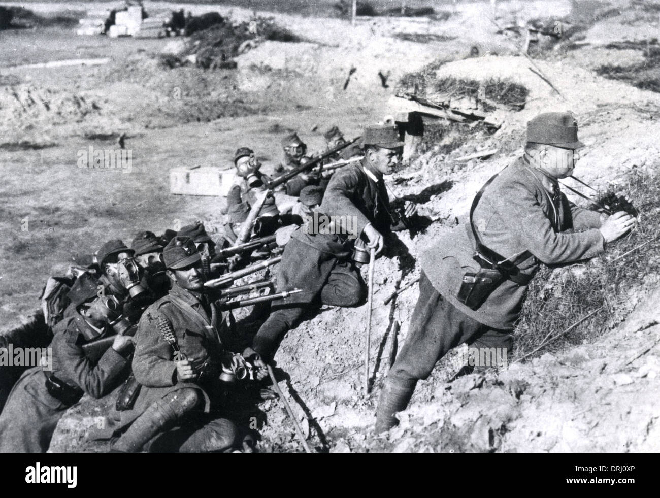 Allarme Gas per le truppe austro-ungarico, Volhynia, WW1 Foto Stock