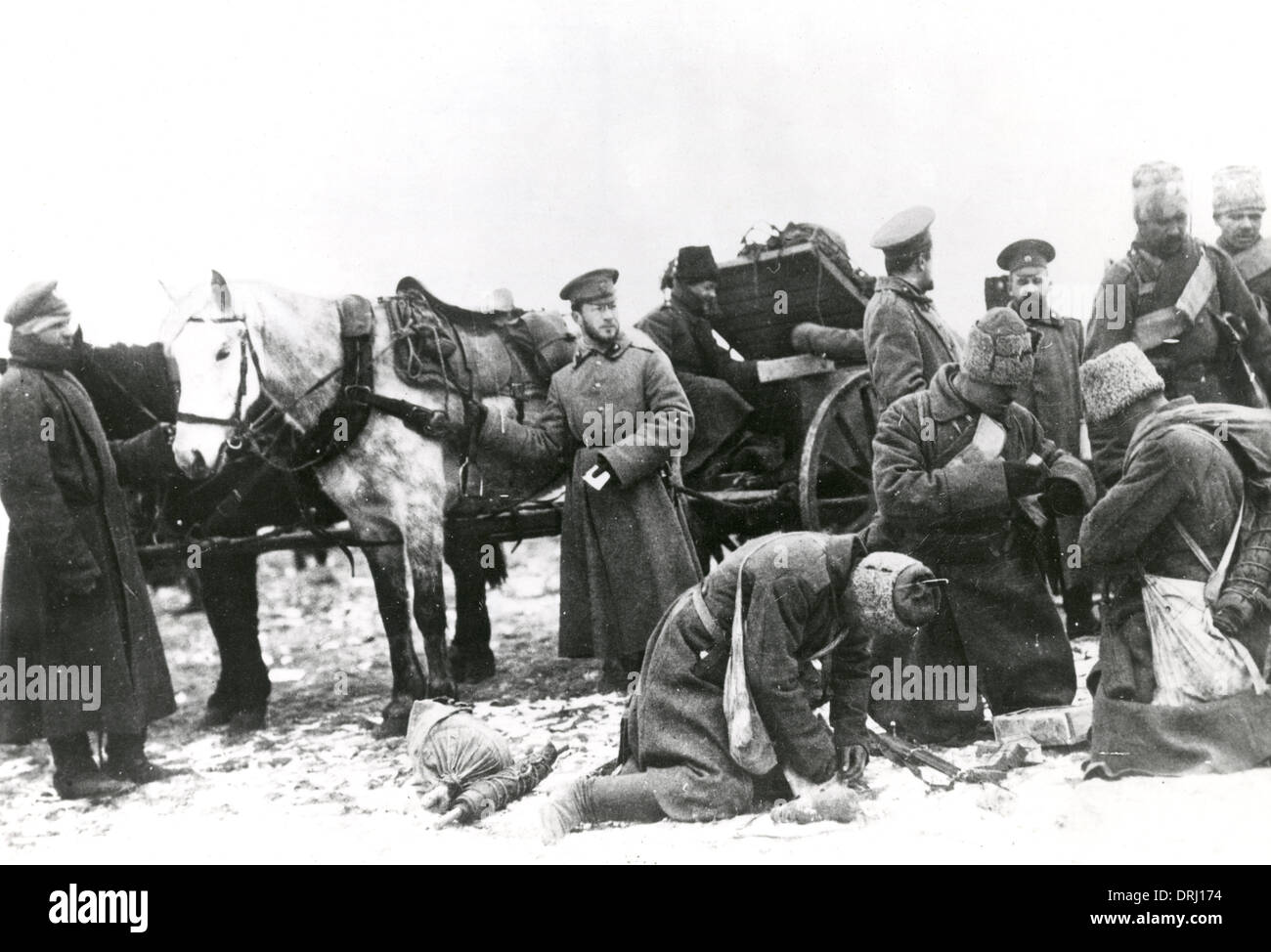 Le truppe russe con munizioni, WW1 Foto Stock