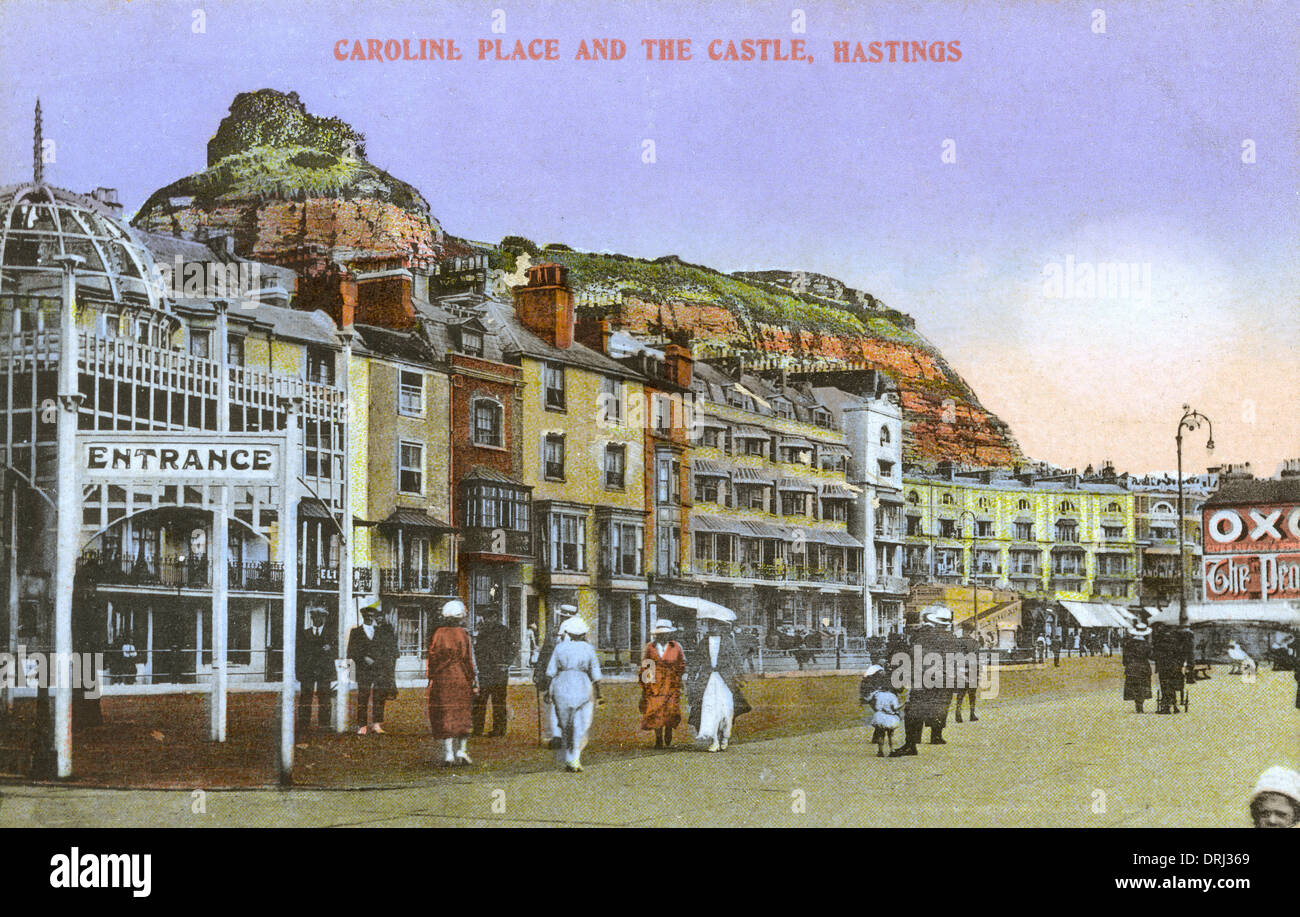 Caroline luogo e il Castello, Hastings, East Sussex Foto Stock