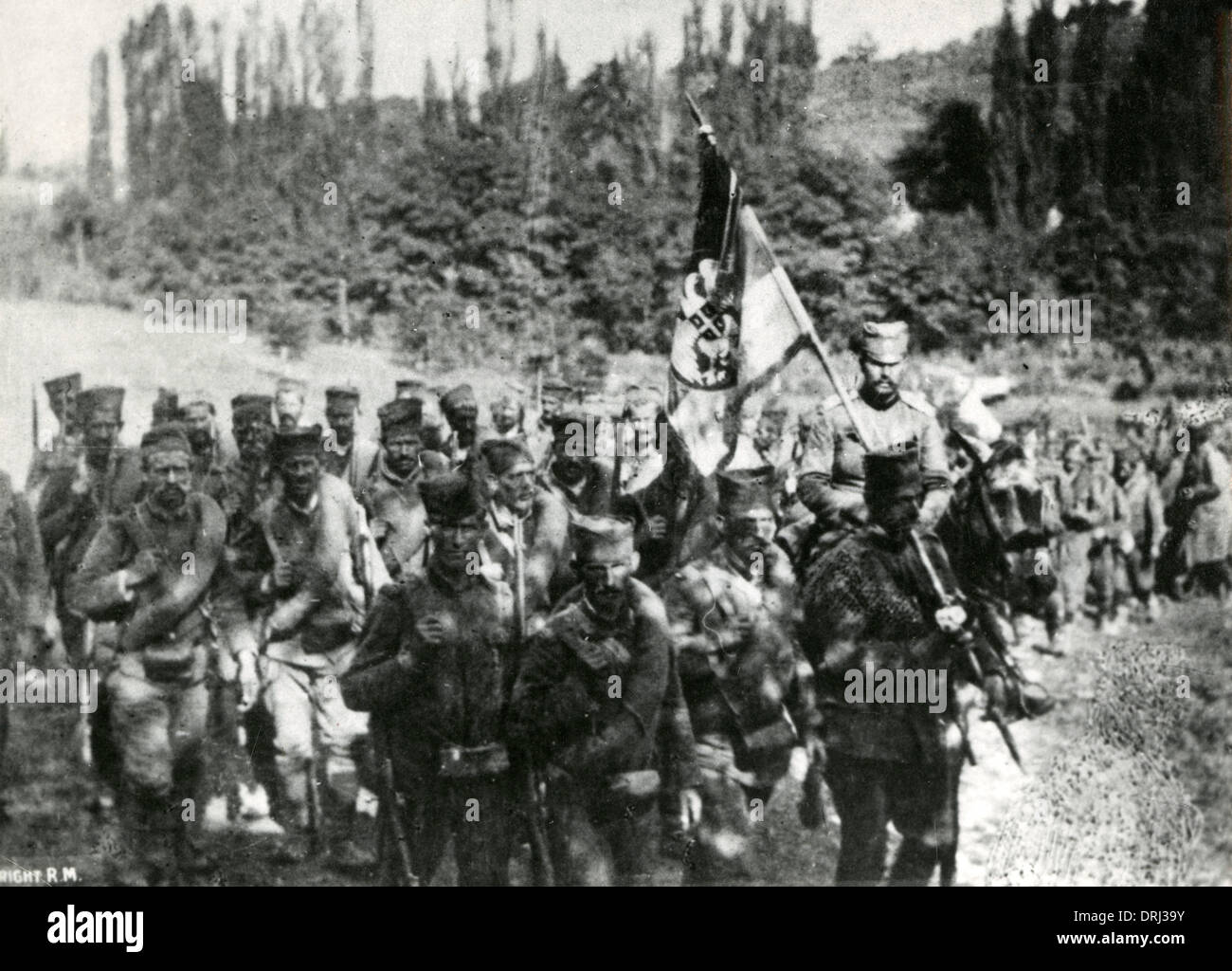 La fanteria serba, Battaglia di Drina, Serbia, WW1 Foto Stock