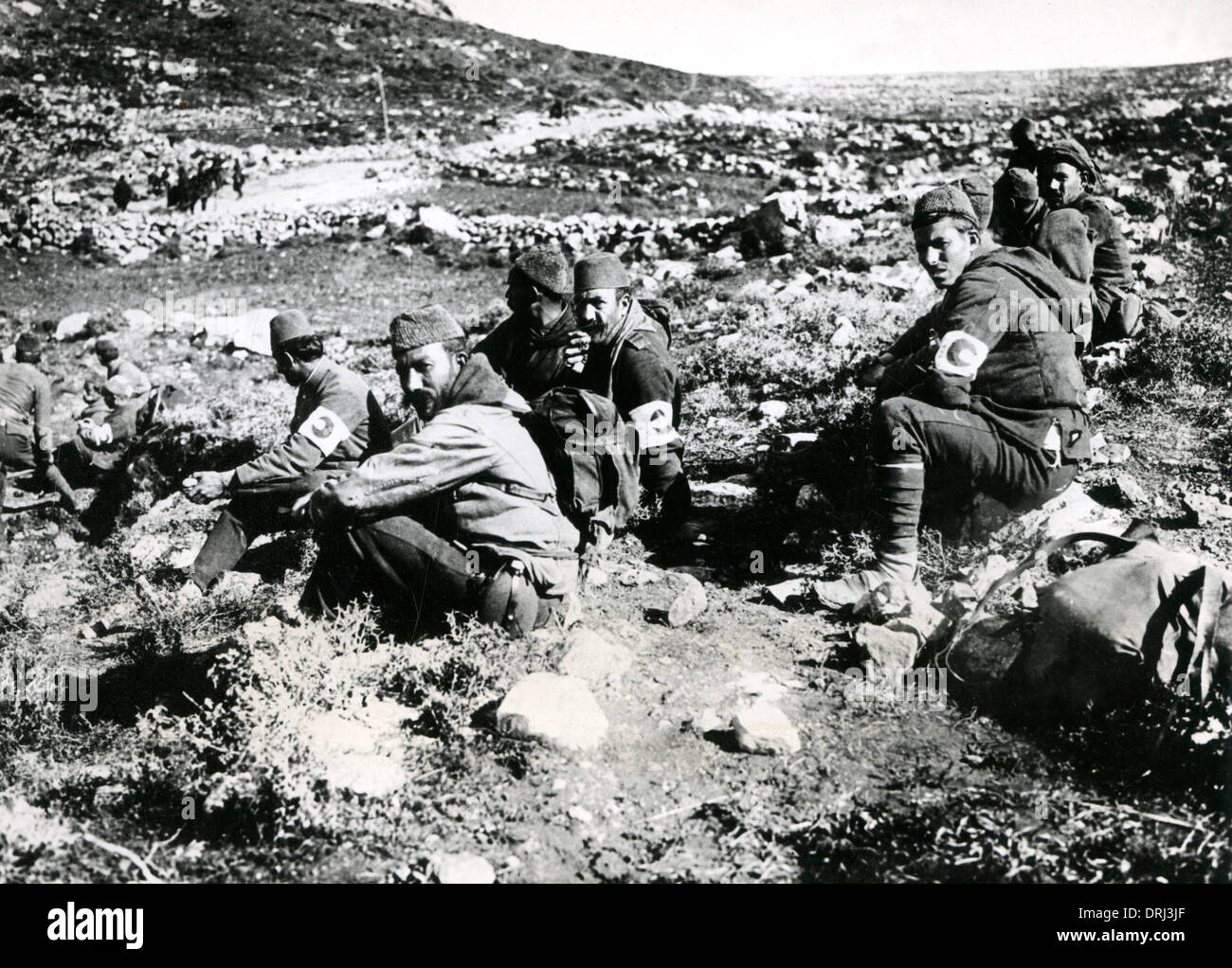 Serbo della Mezzaluna Rossa di truppe in appoggio, Serbia, WW1 Foto Stock