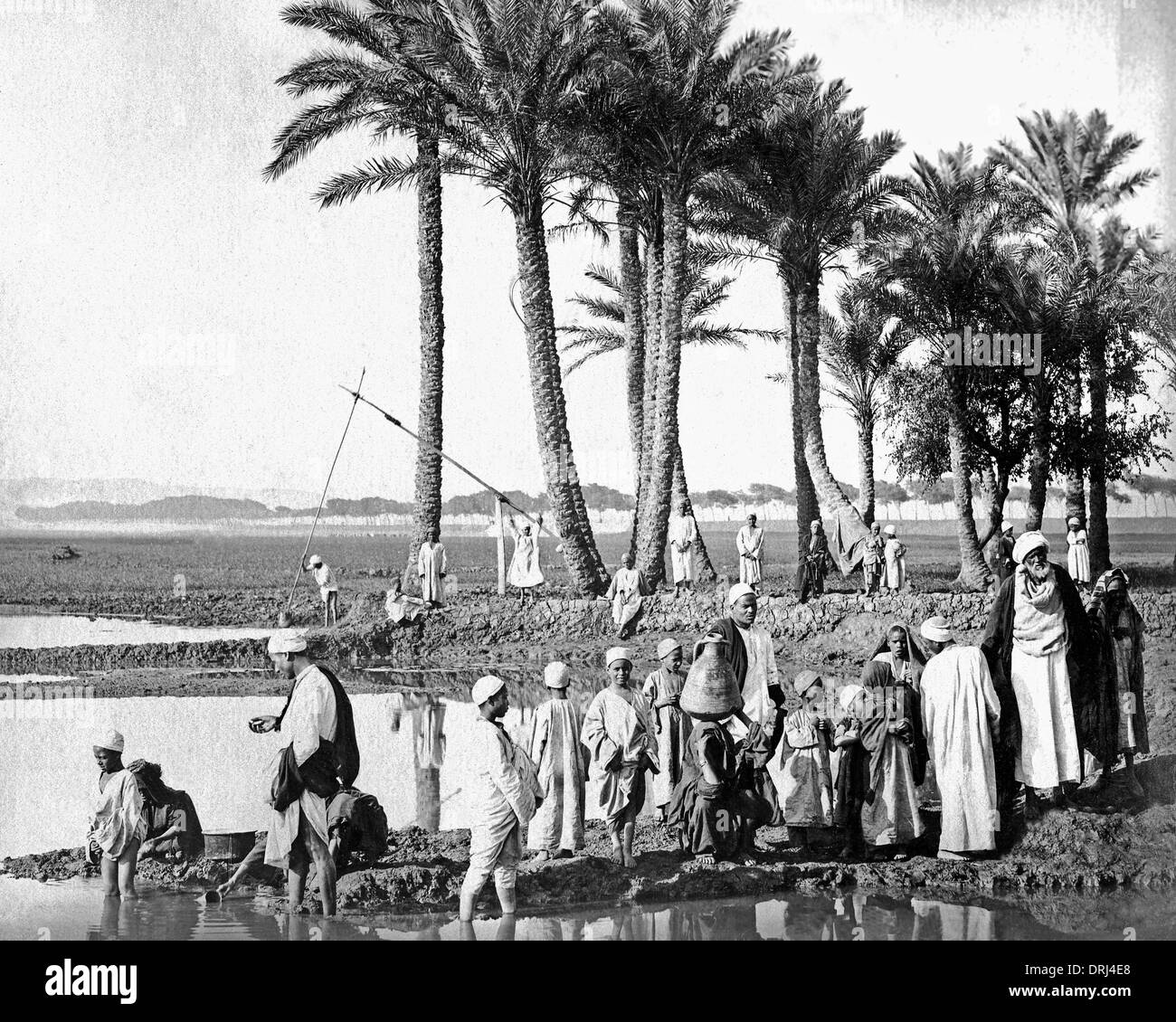 La gente sulle rive del fiume Nilo, Egitto Foto Stock