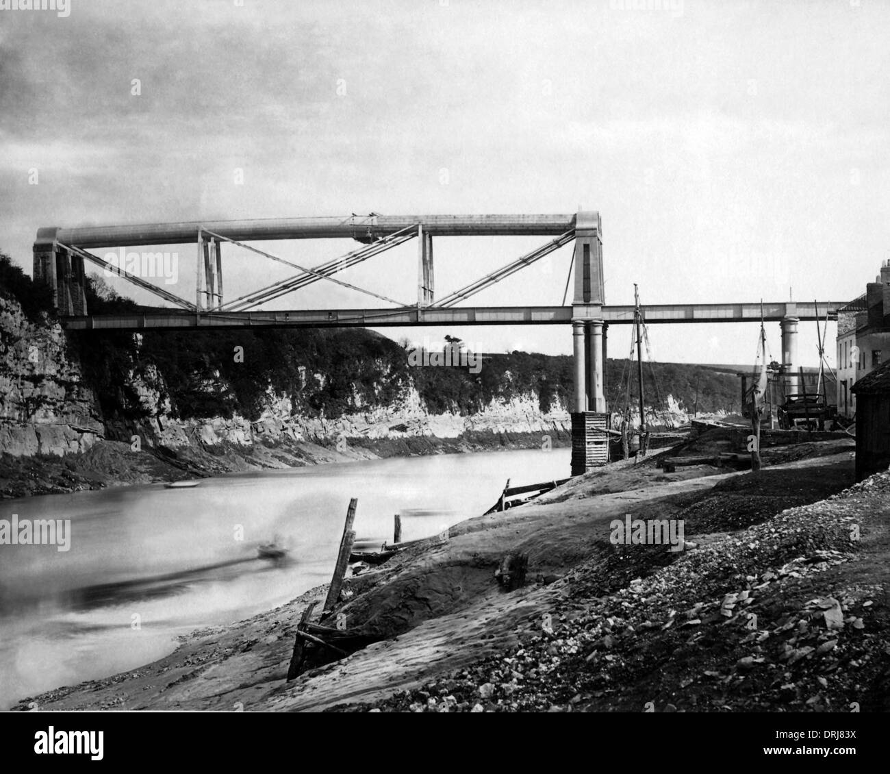 Brunel ferro del ponte ferroviario, Chepstow, Regno Unito Foto Stock