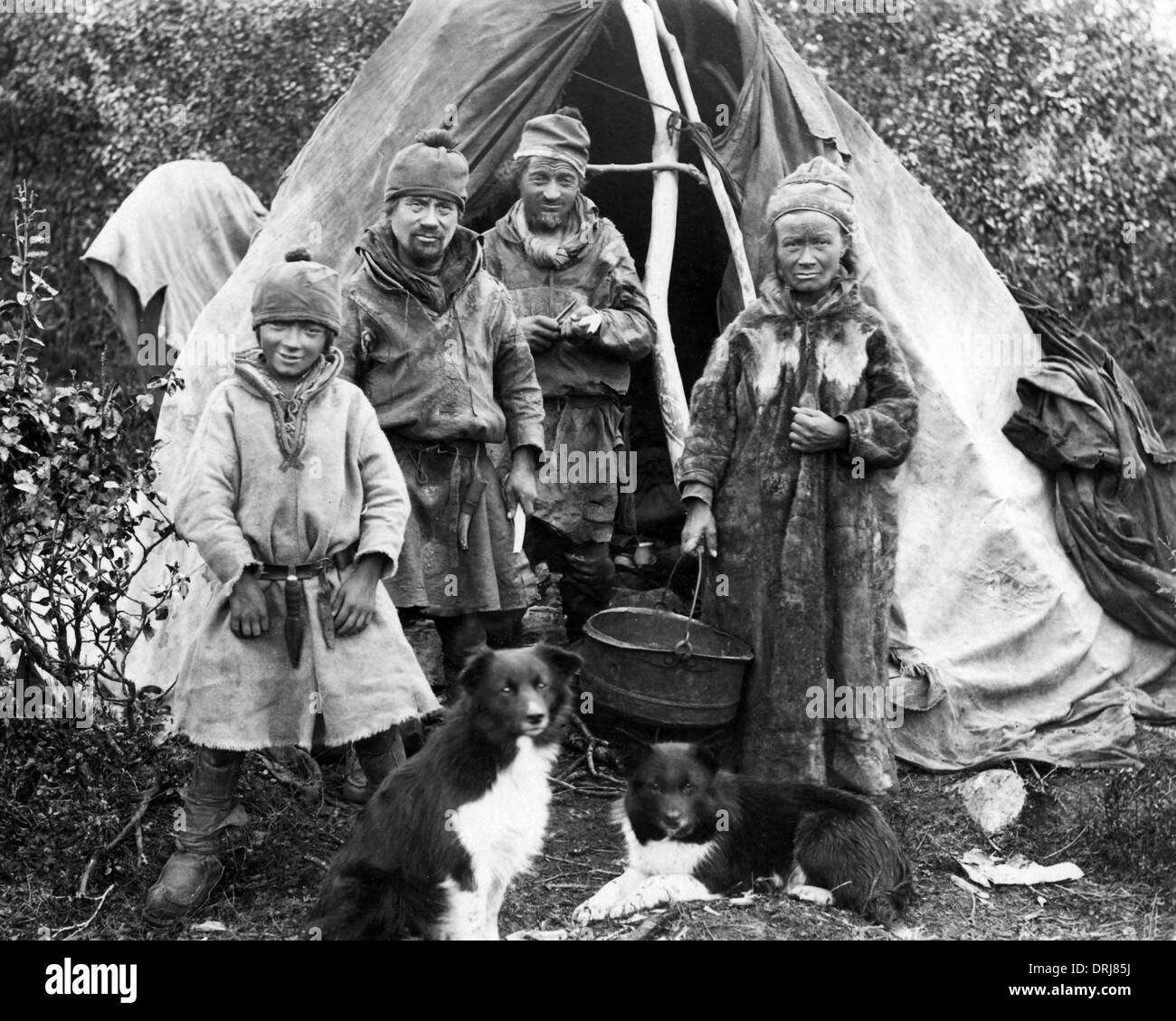 Famiglia Sami, area artica di Sapmi Foto Stock