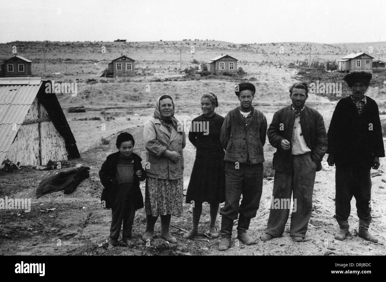 Contratti collettivi dei lavoratori delle aziende agricole nei pressi di asgabad, Asia centrale Foto Stock