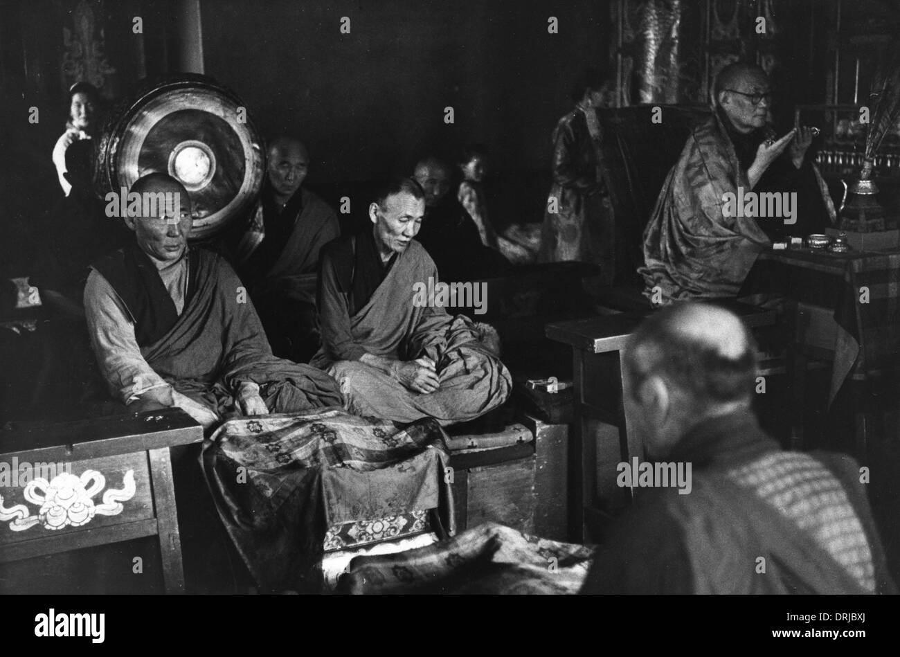I monaci buddisti in preghiera, Ulan Bator, Mongolia Foto Stock