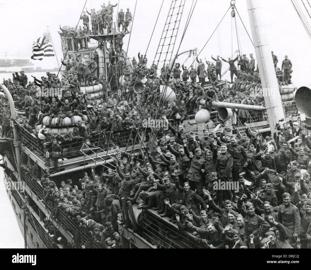 Le truppe americane in arrivo home Hoboken, STATI UNITI D'AMERICA Foto Stock