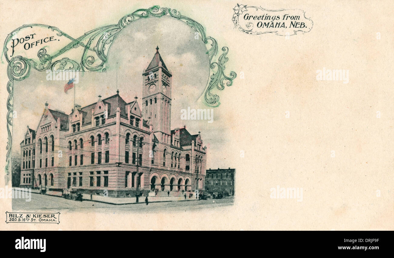 Il principale ufficio postale - Omaha, Nebraska, STATI UNITI D'AMERICA Foto Stock