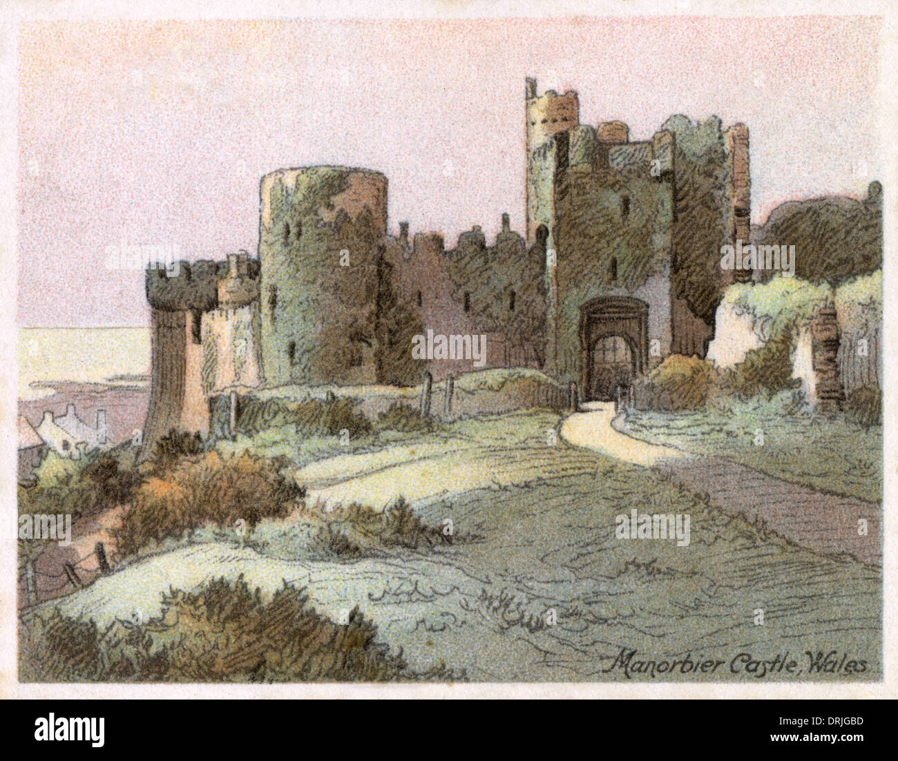 Manorbier Castle, Pembrokeshire, Galles Foto Stock