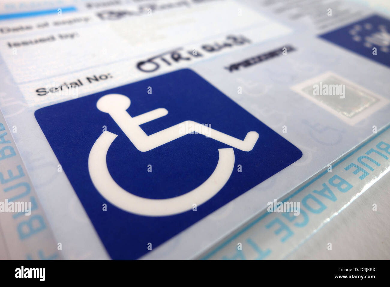 Una disabilità bollino blu Foto Stock
