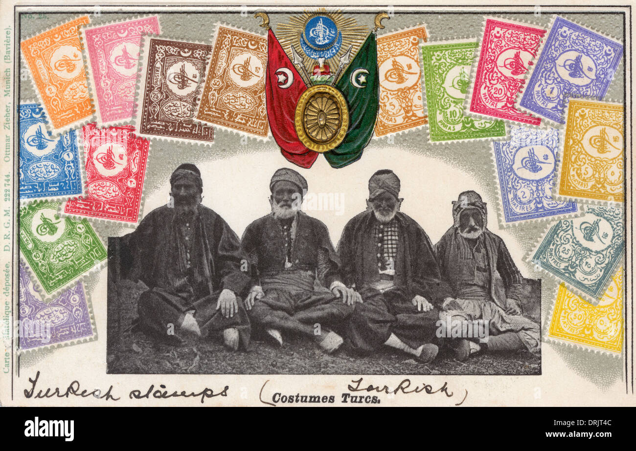 Turchia - Venerabile turchi circondato da francobolli Foto Stock