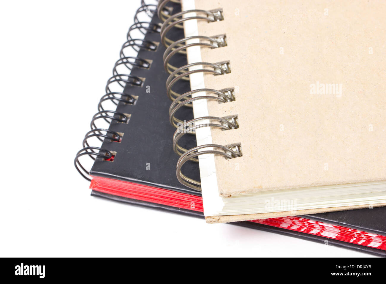 Close up ring binder hard cover libro isolato su bianco. Foto Stock