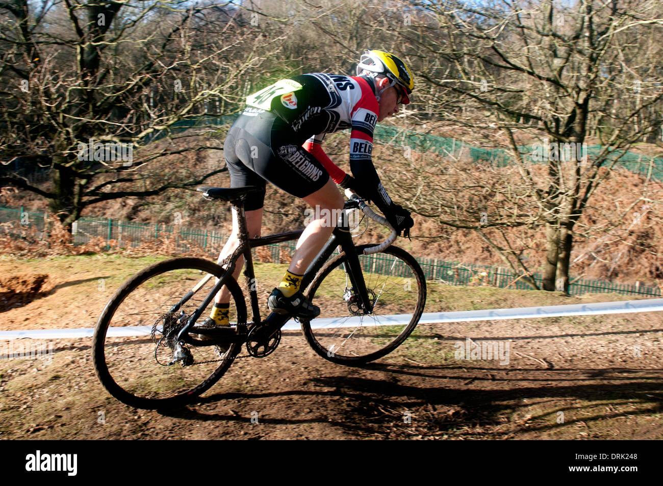 L uomo nel ciclocross gara, REGNO UNITO Foto Stock