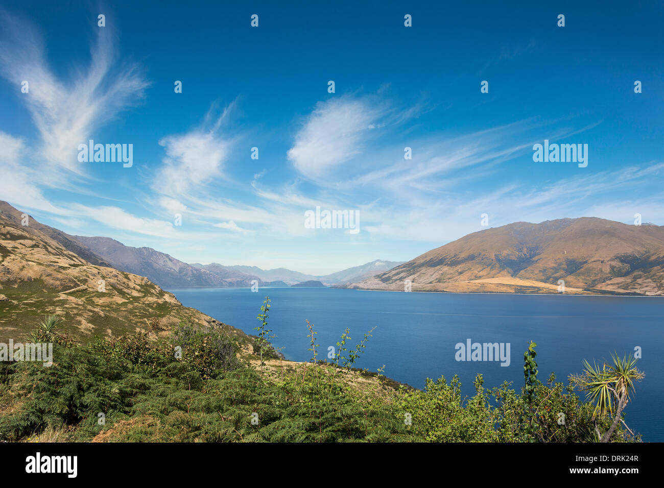 Il lago Wanaka. Nuovo Zealands quarto lago ampia. Isola del Sud, Nuova Zelanda Foto Stock