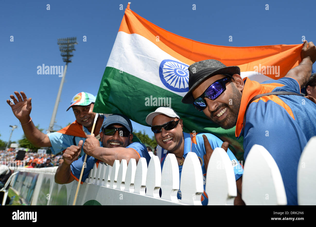 Hamilton, la Nuova Zelanda. 28 gen 2014. Ventole a match 4 della ANZ una giornata internazionale della serie di Cricket. Nuova Zelanda i cappucci neri v India a Seddon Park. Credito: Azione Sport Plus/Alamy Live News Foto Stock