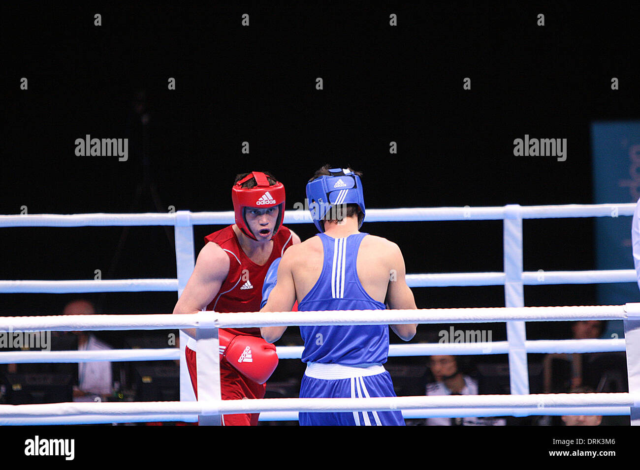 Freddie Evans vincendo pre Olympic incontro di boxe a Londra Foto Stock