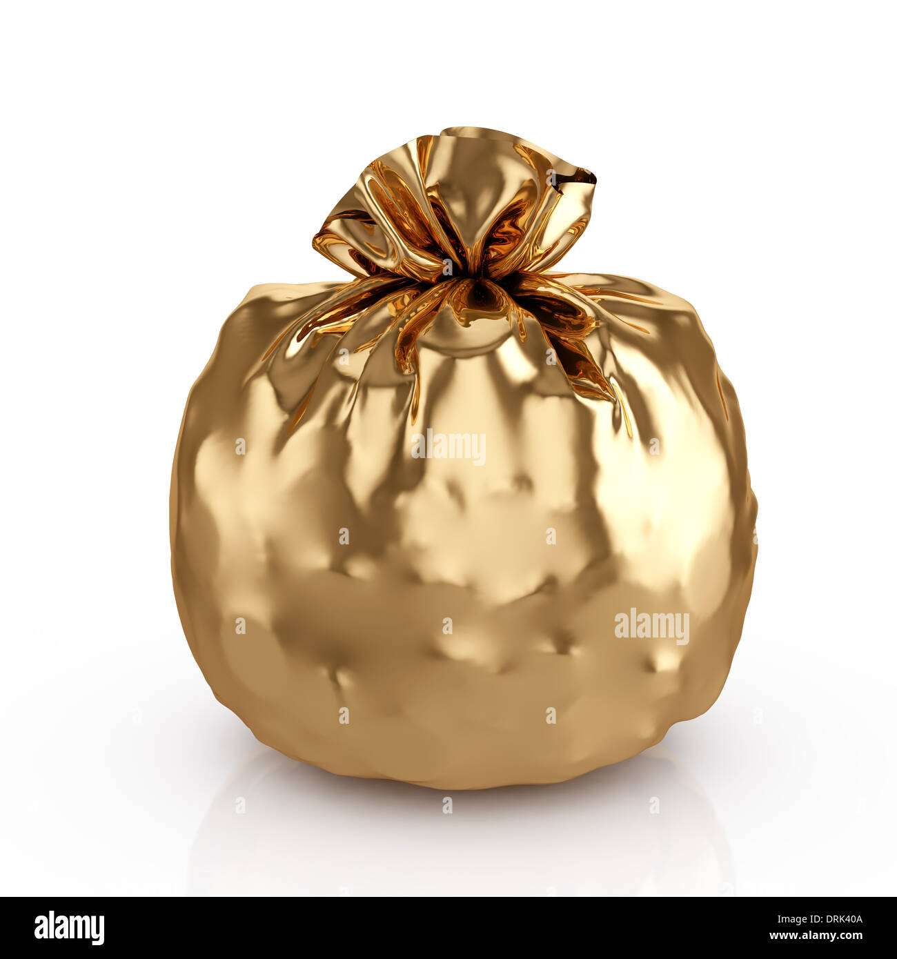 3D render di golden sacca isolata su sfondo bianco Foto Stock