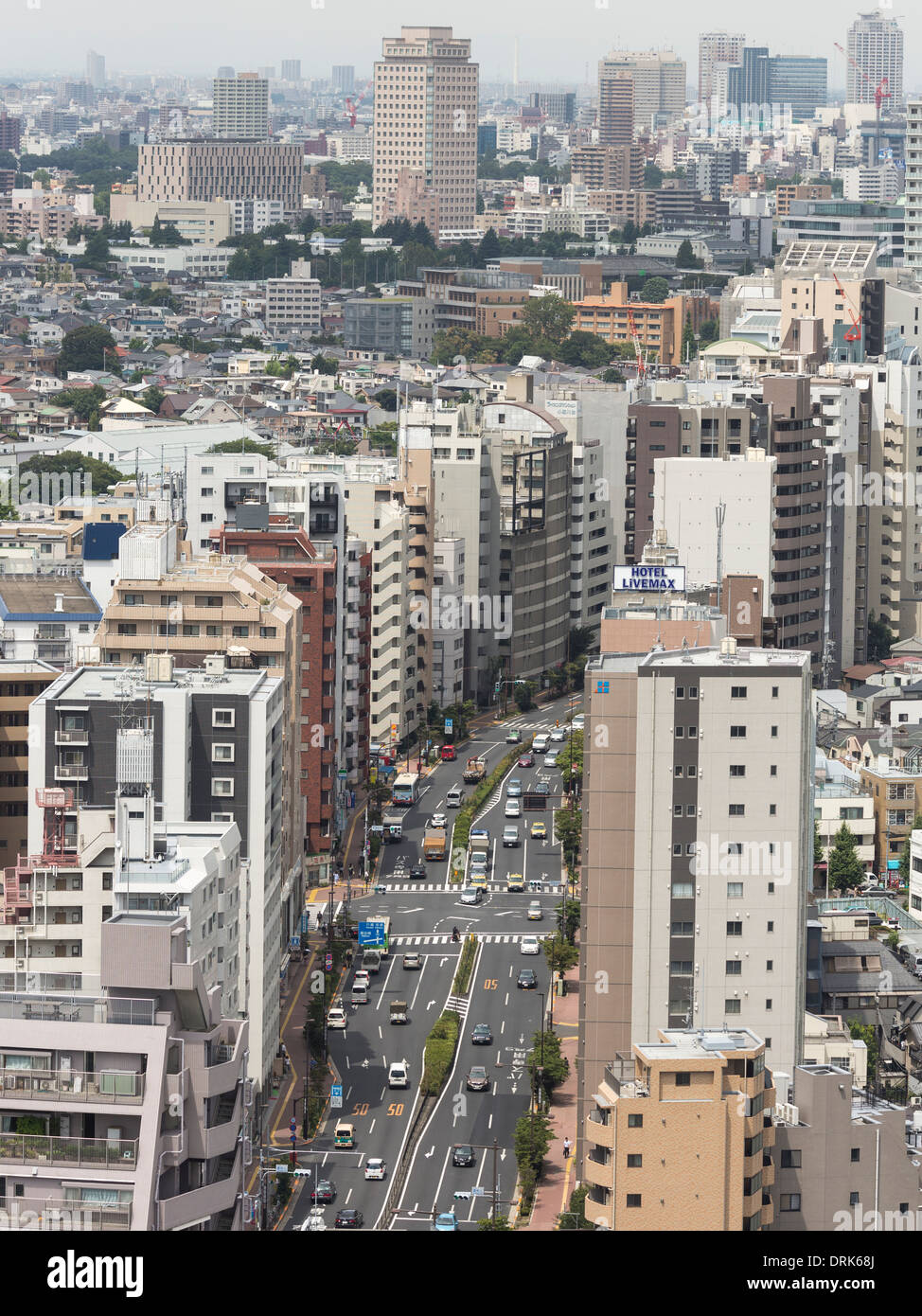 Tokyo street vista da sopra a Tokyo, la città capitale del Giappone Foto Stock