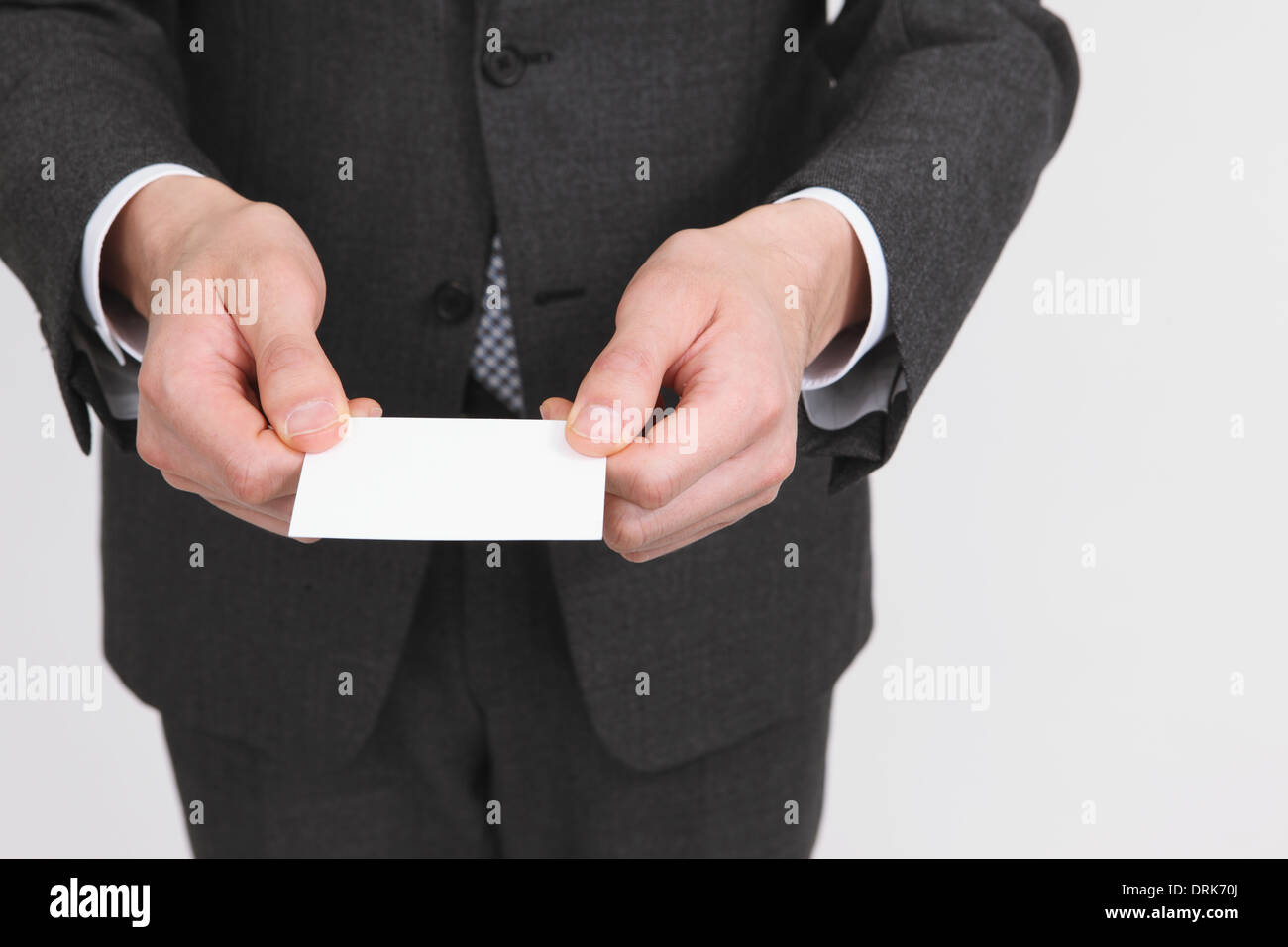 Imprenditore che mostra nome scheda Foto Stock