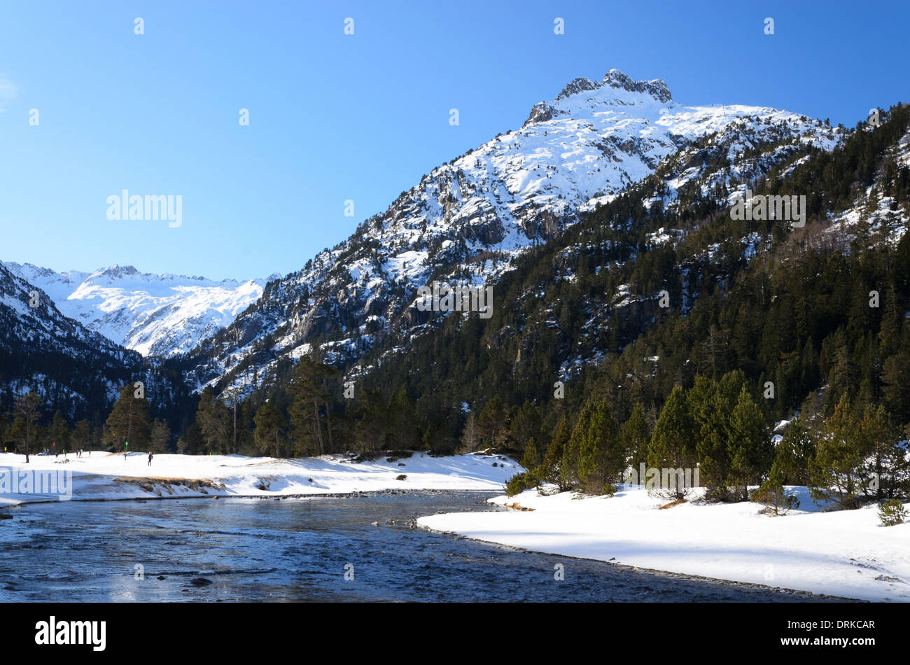 Marcadau valley in inverno Pirenei Foto Stock