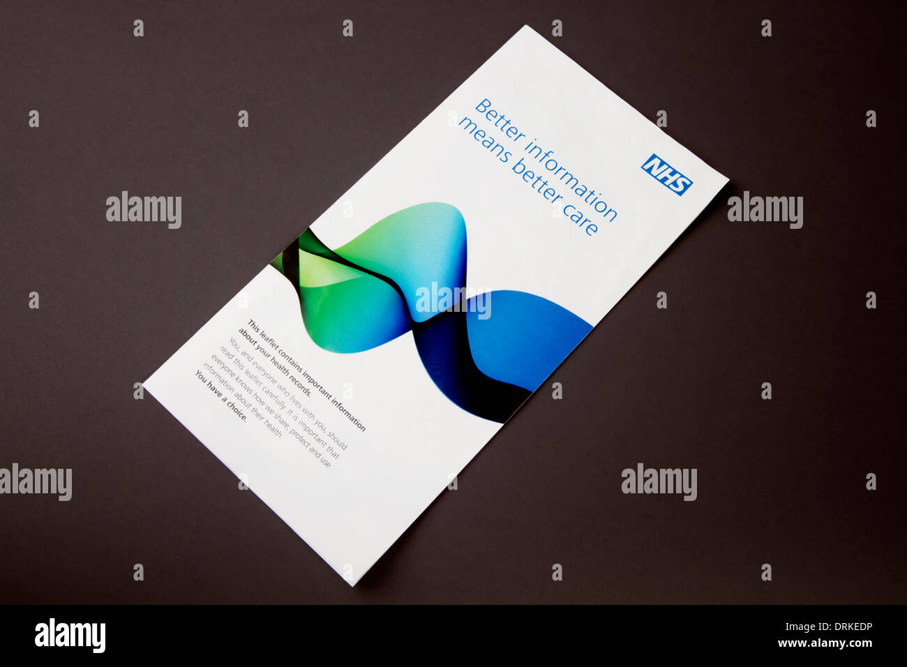 Servizio sanitario nazionale foglietto consultivo in materia medica personale di condivisione dei dati Foto Stock