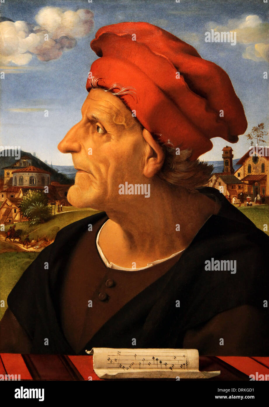 Francesco Giamberi da Sangallo.Florence 1482-1485.by Piero di Cosimo 1462-1522.or Piero di Lorenzo, pittore italiano del Rinascimento Foto Stock