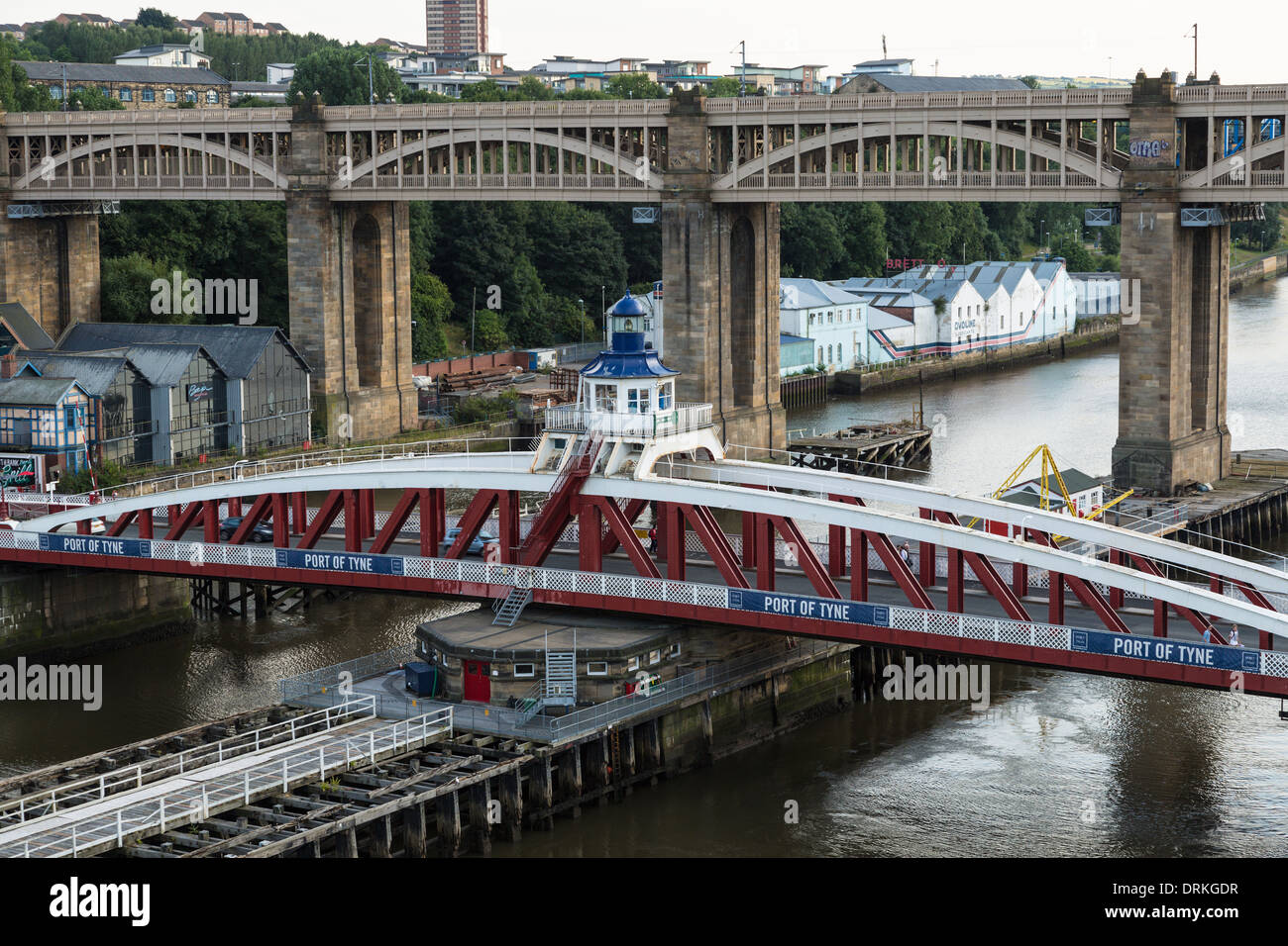 Ponte girevole al Porto di Tyne, Newcastle upon Tyne, Inghilterra Foto Stock