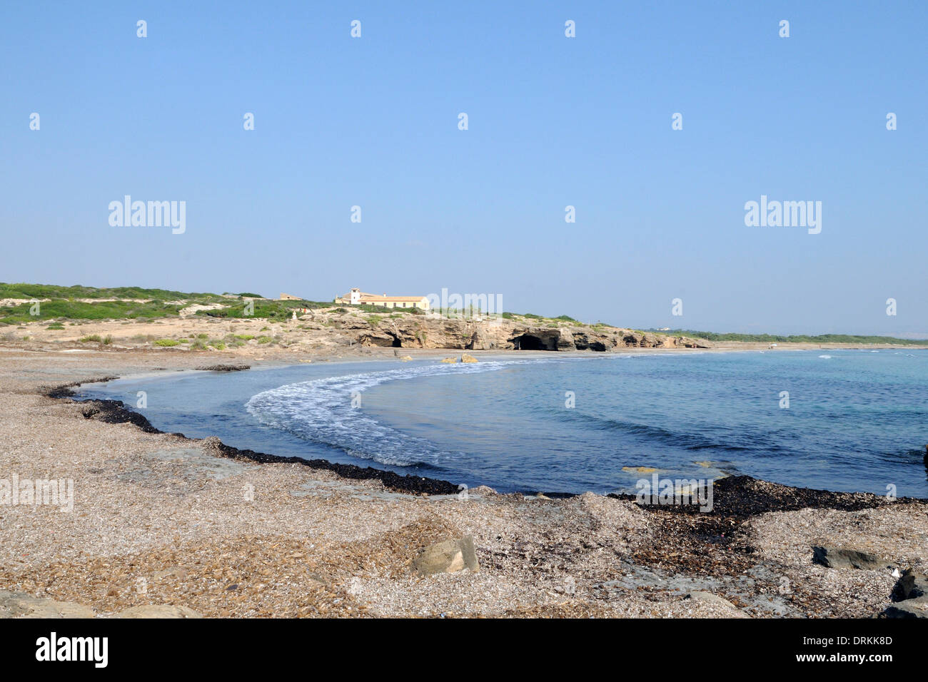 Un mare sulla spiaggia di cittadella, un bellissimo luogo in vendicari riserva naturale in Sicilia Foto Stock