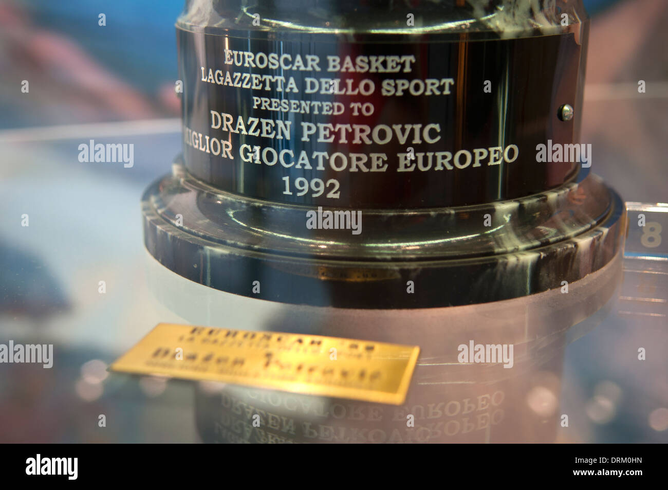 1992 Miglior Giocatore europeo Award, Dražen Petrović Museum, Zagabria, Croazia Foto Stock