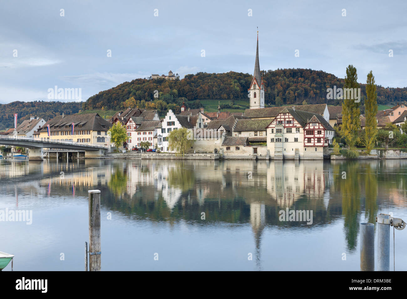 La Svizzera, Turgovia, città vecchia di Stein am Rhein al mattino Foto Stock