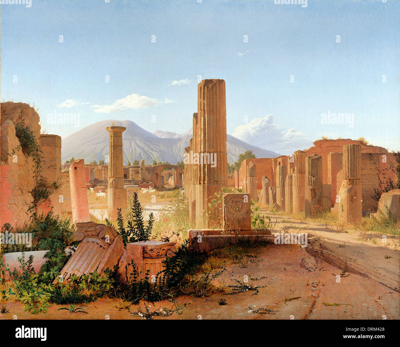 Christen Kobke, il Forum di Pompei con il Vesuvio sullo sfondo 1841 olio su tela. Il J. Paul Getty Museum. Foto Stock